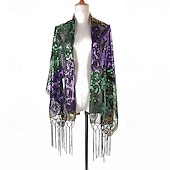 Roaring 20s 1920s Cocktail Dress Cape Wrap Shawls The Great Gatsby Wedding Guest Sequins Tassel Fringe Fancy Dress Women's Halloween Carnival Masquerade Wedding Wedding Guest Event / Party Adults'4