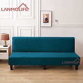 billiga Sofföverdrag-jacquard futon överdrag bäddsoffa överdrag enfärgad utan armstöd bäddsoffa överdrag hög elastisk hopfällbar möbel skyddsöverdrag
