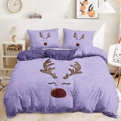 economico 100% cotone-set copripiumino con stampa renna 100% cotone set di biancheria da letto morbido e accogliente con design di renne natalizie perfetto per la stagione invernale elegante arredamento per la camera da letto facile da pulire lavabile in lavatrice