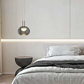 baratos Luzes pendentes-moderno minimalista listrado redondo alumínio vidro led pingente luz 110-240v