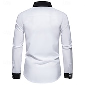 preiswerte Button-Down-Hemden für Herren-Herren Hemd Oberhemd Knopfhemd Farbblock Hochzeit Party Schwarz Weiß Marineblau Blau Langarm Kargen Frühling &amp; Herbst Bekleidung