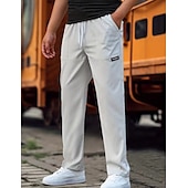 cheap Slim-Men&#039;s Trousers Casual Pants Pocket Drawstring Elastic Waist Plain Comfort Soft Full Length Outdoor Casual Daily Fashion Streetwear Black Green