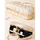 ieftine Nuntă ACC-clutch elegant din catifea plisata verde cu maner inel auriu - geanta de seara de dama, perfecta pentru nunti, petreceri si evenimente formale