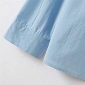 economico Classico-Per uomo Camicia camicia di lino Camicia popover Camicia estiva Abbigliamento mare Liscio Informale Giornaliero Nero Bianco Azzurro Manica lunga Colletto Primavera estate Abbigliamento