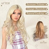 economico Parrucche trendy sintetiche-parrucca lunga ondulata parrucche lunghe per donne riga in mezzo capelli sintetici dall&#039;aspetto naturale parrucche daenerys parrucche cosplay coustume