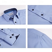 preiswerte Button-Down-Hemden für Herren-Herren Hemd Oberhemd Knopfhemd Glatt Hochzeit Party Schwarz Weiß Rosa Wein Langarm Kargen Frühling &amp; Herbst Bekleidung