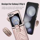 お買い得  サムスン用ケース-電話 ケース 用途 サムスンのギャラクシー Zフリップ6 Z Flip 5 Z Flip 4 Z Flip 3 バックカバー リングバックル 耐衝撃 レトロ風 TPU PUレザー