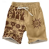 cheap Retro Vintage &amp; Ethic-Men&#039;s Sun Ethnic Kokopelli Shorts Beach Shorts Casual Shorts Mid Waist Vacation Streetwear Hawaiian Outdoor Casual Holiday Drawstring Side Pockets Designer Clothing Apparel