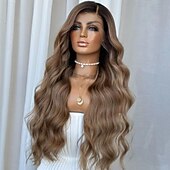 ieftine Peruci Dantelă pe toată suprafața Păr Uman-Păr virgin neprocesat Închidere 5x5 13x4 Dantela Front Perucă Partea gratuită Păr Peruan Ondulat Maro Castaniu Perucă 130% 150% Densitatea părului Păr Ombre Linia naturală de păr glueless Pre-jumulite