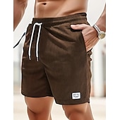 baratos Calções Estilo Casual-Homens Calção Shorts casuais Shorts de veludo cotelê Bolsos Com Cordão Cintura elástica Tecido Conforto Macio Comprimento total Ao ar livre Festa Diário Férias Moda Preto Verde Tropa