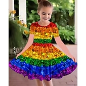Dziewczyny ' 3D Graficzny Sukienka Krótki rękaw Lato Wiosna Urlop Codzienny Święto Księżniczka Piękny Słodkie Dzieci 4-12 lat Codzienne sukienki Sukienka A line Do kolan Regularny tanie Sukienka 3D Shining Vision-Dziewczyny ' 3D Graficzny Sukienka Krótki rękaw Lato Wiosna Urlop Codzienny Święto Księżniczka Piękny Słodkie Dzieci 4-12 lat Codzienne sukienki Sukienka A line Do kolan Regularny