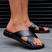 abordables sandales d&#039;extérieur-sandales décontractées à brides croisées pour hommes, chaussures d&#039;été confortables en similicuir pour l&#039;extérieur et la plage