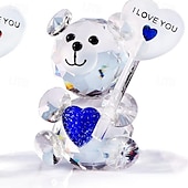 abordables Statues-cadeaux de Saint-Valentin ours en cristal avec cœur - décoration intérieure/extérieure polyvalente, parfaite pour les anniversaires &amp; vacances