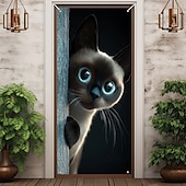 cheap Door Covers-Cute Cats Door Decorations Door Covers Animal Hide and Seek Door Tapestry Door Curtain Decoration Backdrop Indoor/Outdoor Door Banner for Front Door Farmhouse Peekaboo