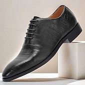 preiswerte Klassische Anzugschuhe-Oxford-Schuhe aus hochwertigem Rindsleder mit Krokodilprägung für Herren, stilvolles, formelles Schuhwerk mit Schnürung für Business und besondere Anlässe