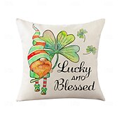abordables Housse de coussin de vacances-Housse de coussin décorative pour la Saint-Patrick, 1 pièce, taie d&#039;oreiller carrée douce en forme de trèfle pour chambre à coucher, salon, canapé, chaise
