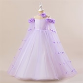 cheap Flower Girl&#039;s Dresses-Flower Girl Dress Kid&#039;s Girls&#039; Princess Dress Performance Wedding Party Elegant Beautiful Mesh Solid Color Sleeveless Crew Neck Light Pink White 4 years+