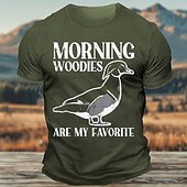 お買い得  メンズグラフィックTシャツ-男性用 鳥 おかしい ハンティング Tシャツ ティートップ コットン１００％ 半袖 グラフィック シャツ ブラック ホワイト アーミーグリーン 快適なTシャツ ストリート スポーツ・アウトドア ファッションデザイナーの衣類