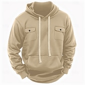 abordables sudaderas basicas hombre-Hombre Sudadera Sudadera con capucha de lana Sudadera táctica con capucha Negro Verde Ejército Caqui Gris Ligero Gris Oscuro Con Capucha Plano Bolsillo Casual Diario Ropa de calle Básico Casual