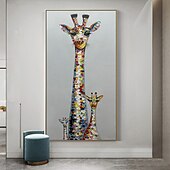 رخيصةأون لوحات فن البوب الزيتية-لوحات زيتية على قماش لحيوانات الزرافة مصنوعة يدويًا من مينتورا لتزيين الحائط صورة تجريدية حديثة للديكور المنزلي بدون إطار غير ممدودة