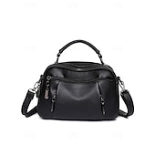 economico Borse a Tracolla-borsa a tracolla in similpelle da donna, piccola borsa casual con scomparti multi-cerniera, elegante borsa a tracolla quotidiana per viaggi e shopping colore vino nero bianco