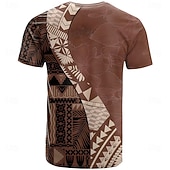 abordables T-shirts tropicaux de vacances-Hombre Cachemir azteca Camiseta Manga Corta Camiseta Impresión 3D Cuello Barco Camisa Moda Étnico Calle Diario Marrón Caqui Verano Primavera Ropa S M L XL XXL XXXL