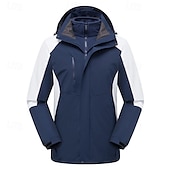 abordables Softshell, polares y chaquetas de montaña-Hombre Chaqueta Softshell Chaqueta para senderismo Invierno Al aire libre Bloque de color Resistente al Viento Resistente al Agua Chaquetas 3-en-1 Chaquetas de Lana Chaqueta cortavientos Viaje Negro