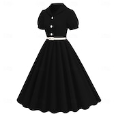 cheap Dresses-Retro Vintage 1950s Cocktail Dress Dress Flare Dress Solid Color Fancy Dress Women&#039;s Masquerade Event / Party Bachelorette Party Festival Adults&#039; Dress Homecoming Dresses