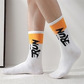 זול גרבי גברים-בגדי ריקוד גברים 5 זוגות רב חבילות גרביים גרבי צוות גרביים לריצה גרביים ליומיום שחור לבן צבע קולור בלוק אותיות חופשה ספורט וחוץ יומי בסיסי בינוני אביב סתיו אופנתי יום יומי