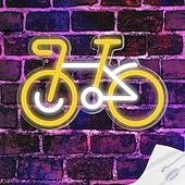 رخيصةأون إضاءات نيون LED-لافتة نيون للدراجة بسيطة، لافتة نيون للدراجة 5 فولت تعمل بالطاقة عبر USB للديكور المنزلي، غرفة المعيشة، ديكور المنزل، ديكور تمثال للطاولة الجانبية، ديكور جداري فني للدراجة