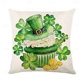 billiga Kuddfodral för semester-dekorativa slängkuddar fodral saint patrick&#039;s day 1 st shamrock mjukt fyrkantigt kuddfodral örngott för sovrum vardagsrum soffa soffstol