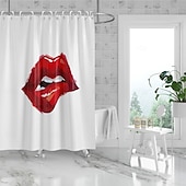 cheap Shower Curtains-Shower Curtain with 12 Hooks 180cm*180cm(70&quot;*70&quot;) Polyester Washable Waterproof Pattern Bathroom Bathtub Decor Sexy Red Lip