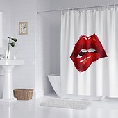 cheap Shower Curtains-Shower Curtain with 12 Hooks 180cm*180cm(70&quot;*70&quot;) Polyester Washable Waterproof Pattern Bathroom Bathtub Decor Sexy Red Lip
