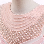 abordables Robes à Fleurs pour Filles-Robe de Demoiselle d&#039;Honneur Fille enfants Fille Robe de princesse Utilisation Mariage Soirée Elégant Magnifique Maille Couleur unie Sans Manches Col Ras du Cou Blanche Champagne 4 ans et +