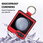 お買い得  サムスン用ケース-電話 ケース 用途 サムスンのギャラクシー Zフリップ6 Z Flip 5 Z Flip 4 Z Flip 3 バックカバー リングバックル 耐衝撃 レトロ風 TPU PUレザー
