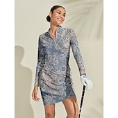 abordables Ropa de golf femenina-Mujer vestido de golf Azul Manga Larga Ropa de golf para damas Ropa Trajes Ropa Ropa
