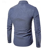 preiswerte Button-Down-Hemden für Herren-Herren Hemd Oberhemd Knopfhemd Glatt Hochzeit Party Schwarz Weiß Rosa Marineblau Langarm Kargen Frühling &amp; Herbst Bekleidung Tasche