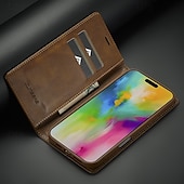 levne Pouzdra pro iPhone-telefon Carcasă Pro iPhone 16 15 14 Pro Max Plus iPhone 13 12 11 Pro Max Mini Flip Cover se stojánkem Magnetické Slot pro kartu Retro TPU PU kůže