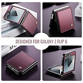 cheap Samsung Cases-Phone Case For Samsung Galaxy Z Flip 6 Z Flip 5 Back Cover Magnetic Support Wireless Charging Card Slot Retro TPU PU Leather