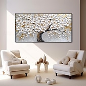 preiswerte Blumen-/Botanische Gemälde-handgemaltes 3D abstraktes Goldbaum-Ölgemälde auf Leinwand, farbenfrohe Baumlandschaft, minimalistische Schwarzgoldstruktur, Spachtelkunst, Naturnachtlandschaft, Weihnachtsdekor, kein Rahmen