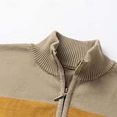 abordables Pull col rond-Homme Pull Pulls à quart de zip Pull en tricot A côtes Tricoter Hauts réguliers Tricoté Bloc de couleur Demi fermeture éclair Mode Décontractées Vacances Usage quotidien Vêtement Tenue Automne hiver