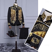 cheap Outfits-Retro Vintage 1980s Pants Outfits Suits &amp; Blazers Prince Aristocrat Sequins Jacquard Fancy Dress Men's Halloween Carnival Masquerade Party Performance Pride Parade Adults' Coat Pants