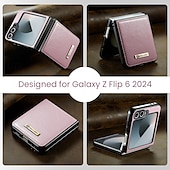 Χαμηλού Κόστους Samsung Θήκη-τηλέφωνο tok Για Samsung Galaxy Z Flip 6 Πίσω Κάλυμμα με βάση στήριξης Μαγνητική Υποστήριξη ασύρματης φόρτισης Ρετρό TPU PU δέρμα