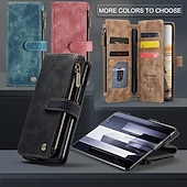 abordables Carcasas Samsung-Funda para teléfono Samsung Galaxy Z Fold 6 Z Fold 5 Z Fold 4 Z Fold 3 funda de billetera con soporte de pie cremallera retro TPU PU cuero