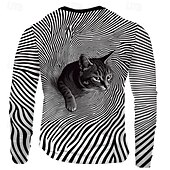 tanie Koszulki 3D-Męskie Kot Podkoszulek Długi rękaw Podkoszulek Druk 3D Półgolf Koszula Moda Przesadny Ulica Codzienny Czarny Lato Wiosna Jesień Odzież S M L XL XXL XXXL