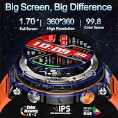お買い得  スマートウォッチ-HT30 スマートウォッチ ブルートゥース通話 メンズ アウトドア スポーツ フィットネス コンパス 心拍数 健康モニタリング 600mAh 大容量バッテリー スマートウォッチ