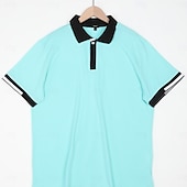 cheap Men&#039;s Classic Polo-Men&#039;s Sports Polo Shirts Golf Shirt Casual Ribbed Polo Collar Short Sleeve Fashion Basic Solid Color Patchwork Summer Regular Fit Black White Red Blue Green Sports Polo Shirts