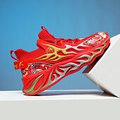 economico Sneakers da uomo-eleganti sneakers rosse da uomo con motivo a fiamma - eleganti e comode, perfette per feste o uscite informali