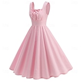 cheap Dresses-Retro Vintage 1950s Cocktail Dress Dress Flare Dress Solid Color Women&#039;s Masquerade Event / Party Bachelorette Party Festival Adults&#039; Dress Homecoming Dresses