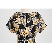 preiswerte Kleider-Retro Vintage 1950er Hepburn Kleid Ausgestelltes Kleid Tupfen Blume / Blumenmuster Kostüm Damen Maskerade Veranstaltung / Fest Junggesellinnenabschiedsparty Festival Erwachsene Kleid